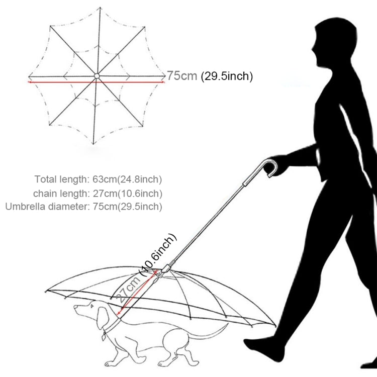 Fashion Transparent PE Pet Umbrella Small Dog Umbrella Rain Gear with Dog Chain