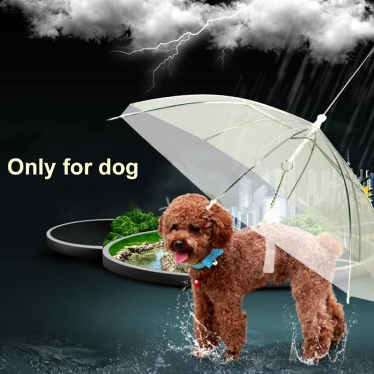 Fashion Transparent PE Pet Umbrella Small Dog Umbrella Rain Gear with Dog Chain