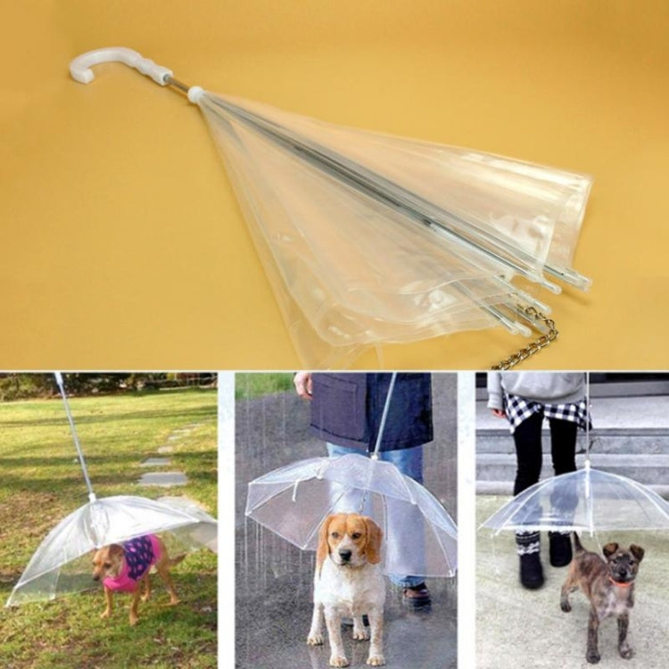 Fashion Transparent PE Pet Umbrella Small Dog Umbrella Rain Gear with Dog Chain
