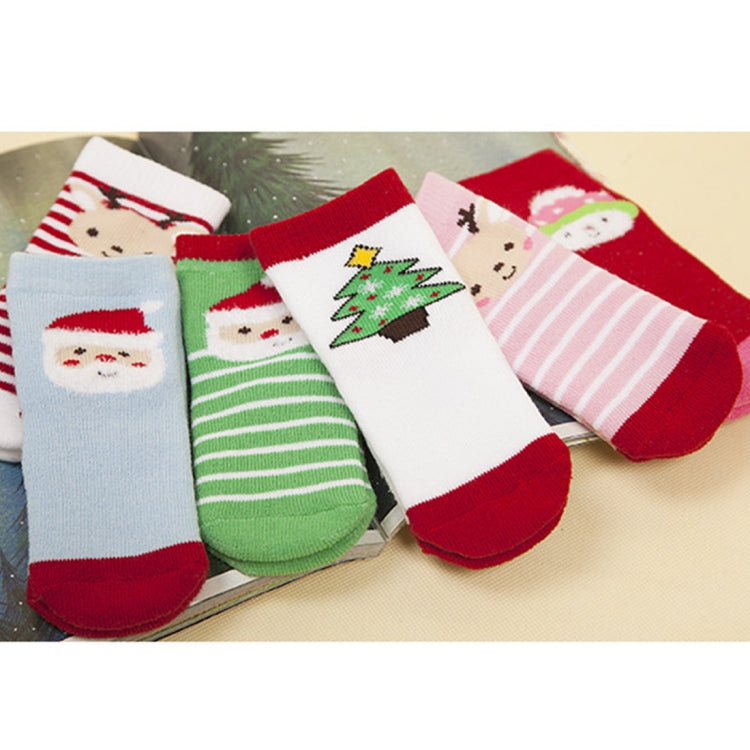 6 Pairs Christmas Minimalist Style Children Cotton Socks Anti-pilling Thickening, for Foot Length About: 7~9cm