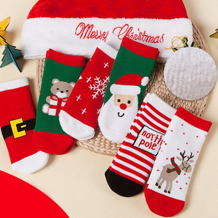 6 Pairs Christmas Children Cotton Socks Anti-pilling Thickening, for Foot Length About: 14~16cm
