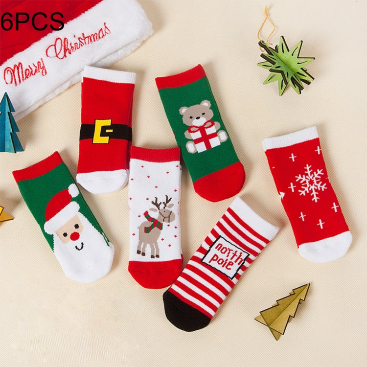 6 Pairs Christmas Children Cotton Socks Anti-pilling Thickening, for Foot Length About: 7~9cm