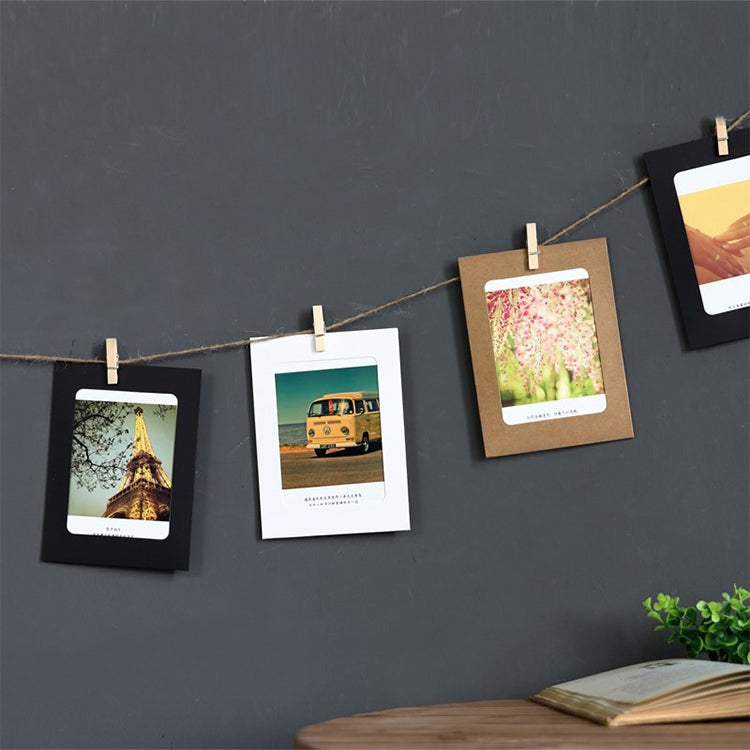 90 PCS / 10 Sets Creative DIY 6 inch Kraft Paper Wall Hanging Photo Frames with Clips & Rope