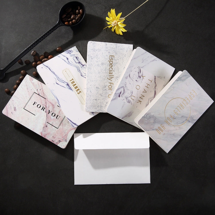50 PCS Creative Festival Universal Marbling Greeting Cards with Envelope (THANKS)