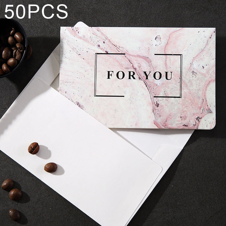 50 PCS Creative Festival Universal Marbling Greeting Cards with Envelope (FOR YOU)