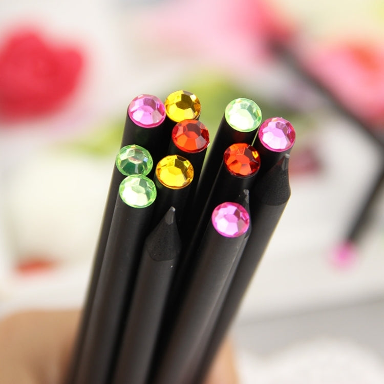 6 PCS / Box HB DIY Black Wood Pencil Diamond Series Standard  Pencil Drawing Painting Supplies,Random Color Delivery