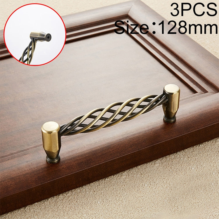 3 PCS 6101-128 Classic Birdcage Shape Iron Cabinet Wardrobe Drawer Door Handle, Hole Spacing: 128mm (Bronze)
