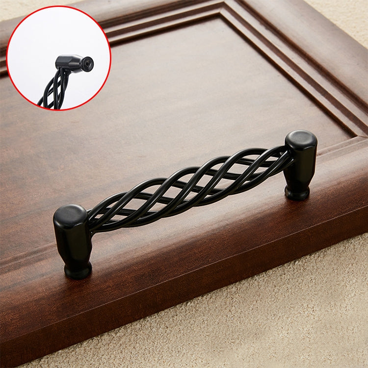 2 PCS 6101-128 Classic Birdcage Shape Iron Cabinet Wardrobe Drawer Door Handle, Hole Spacing: 128mm (Matte Black)