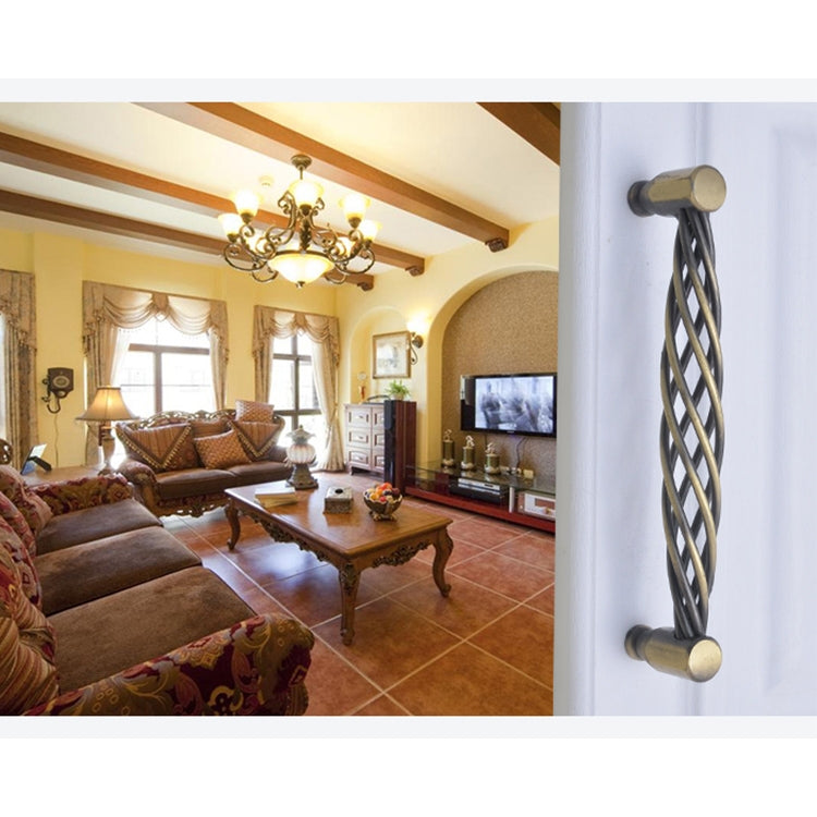 2 PCS 6101-128 Classic Birdcage Shape Iron Cabinet Wardrobe Drawer Door Handle, Hole Spacing: 128mm (Matte Black)