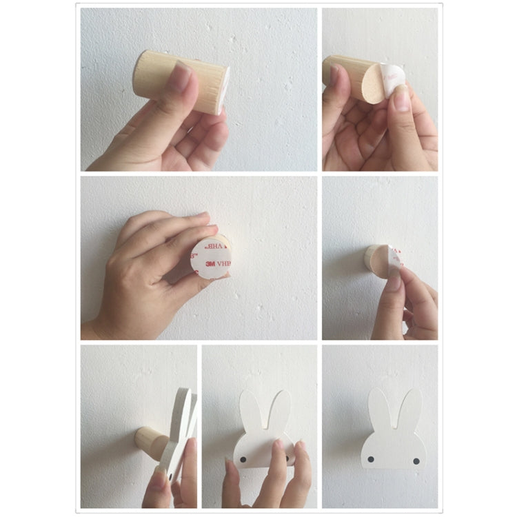 Creative Design Wooden Rabbit Wall Hanger Hook for Home Office, Max Load Weight: 2kg(White)
