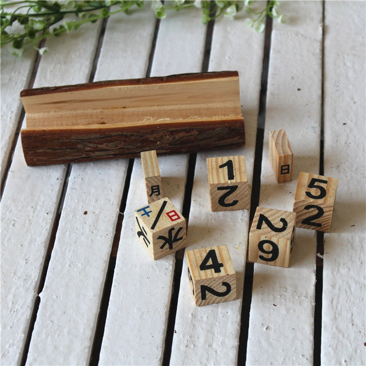 2 PCS Creative Wooden Cubes Perpetual Calendar Desk Decorations, Size: 12*5.5*4.5cm