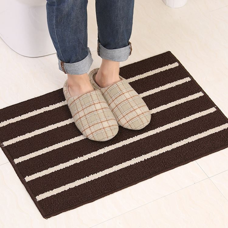 Striped Non Slip Shaggy Soft Water Absorption Bedroom Bathroom Carpet Mat, Size: 43*65cm