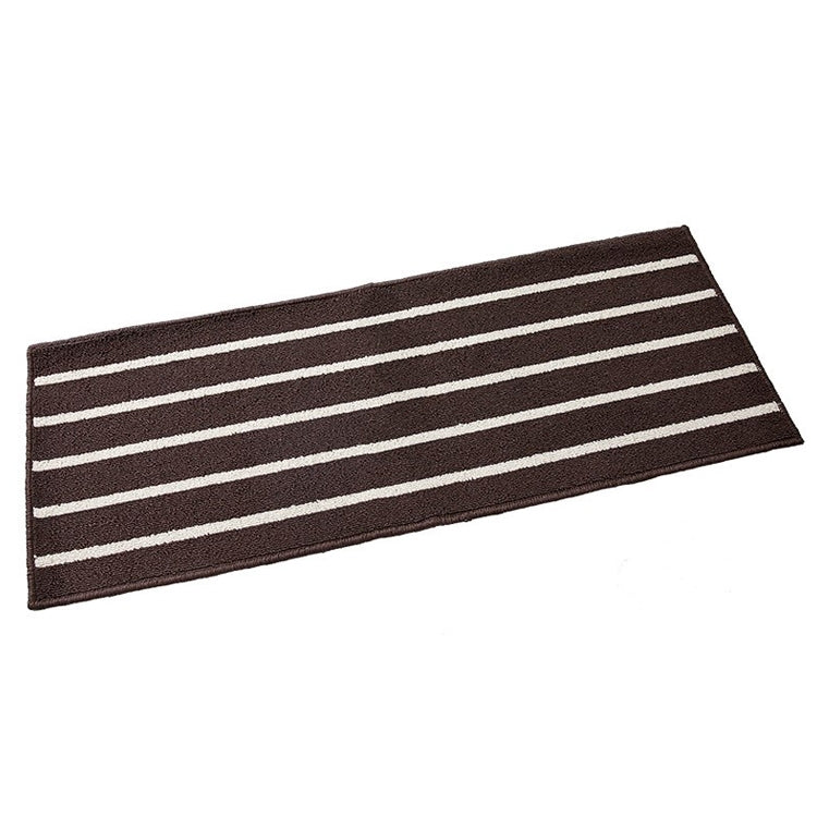 Striped Non Slip Shaggy Soft Water Absorption Bedroom Bathroom Carpet Mat, Size: 43*110cm(Coffee)