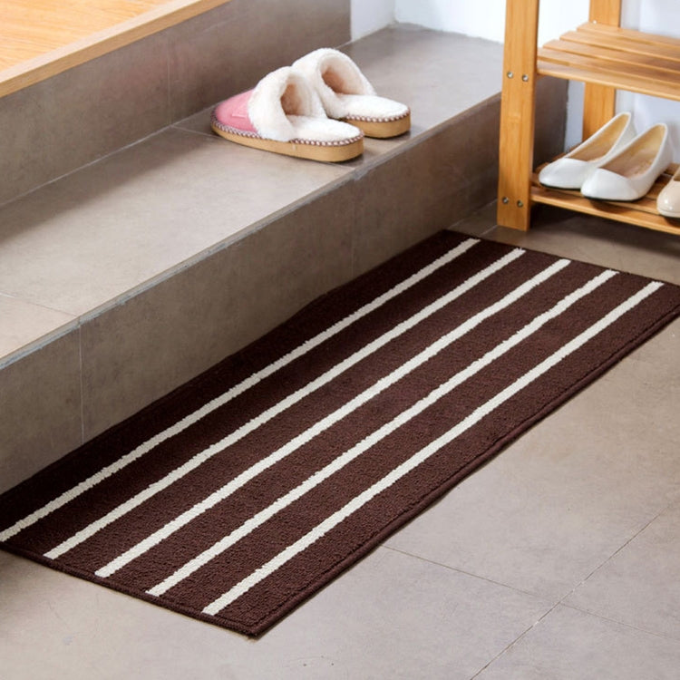 Striped Non Slip Shaggy Soft Water Absorption Bedroom Bathroom Carpet Mat, Size: 43*110cm(Coffee)