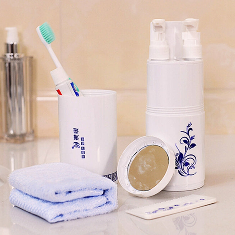 Creative 7 in 1 Portable Gargle Cup Shampoo Sub-Bottle Towel Toothbrush Comb Make-up Mirror Travel Wash Kits, Affordable Sets
