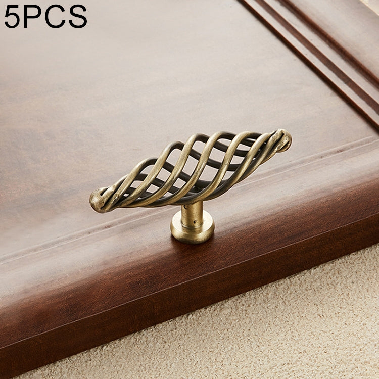 5 PCS 6103 Single Hole Classic Birdcage Shape Iron Cabinet Wardrobe Drawer Door Handle (Bronze)