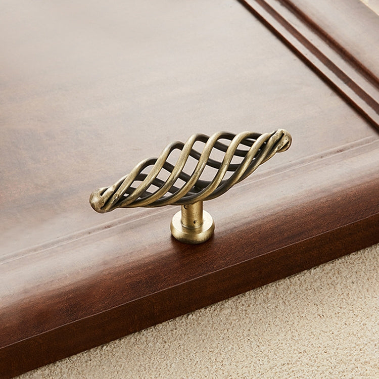 5 PCS 6103 Single Hole Classic Birdcage Shape Iron Cabinet Wardrobe Drawer Door Handle (Bronze)