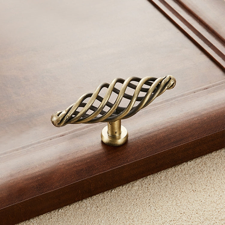 5 PCS 6105 Single Hole Classic Birdcage Shape Iron Cabinet Wardrobe Drawer Door Handle (Bronze)