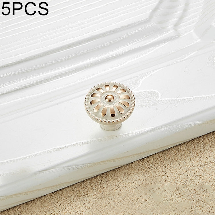 5 PCS 6041-Large Ivory Zinc Alloy Gold Rimmed Cabinet Wardrobe Drawer Door Round Handle