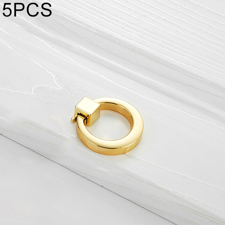 5 PCS 4201 Gold Single Hole Zinc Alloy Ring Round Handle for Cabinet Wardrobe Drawer Door