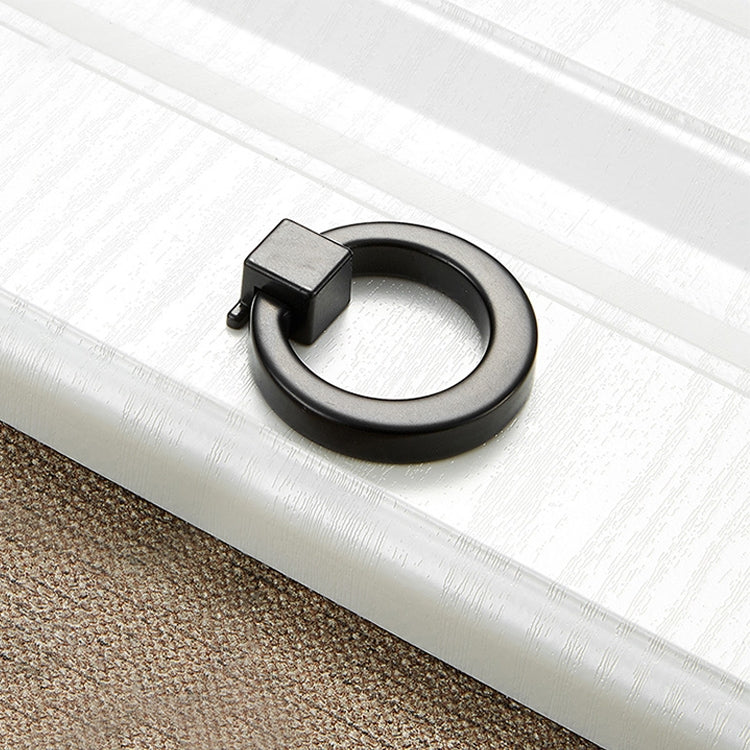 5 PCS 4201 Black Single Hole Zinc Alloy Ring Round Handle for Cabinet Wardrobe Drawer Door
