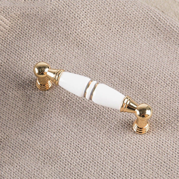 3 PCS 5023-96K Gold White Zinc Alloy Ceramics Cabinet Wardrobe Drawer Door Handle, Hole Spacing: 96mm