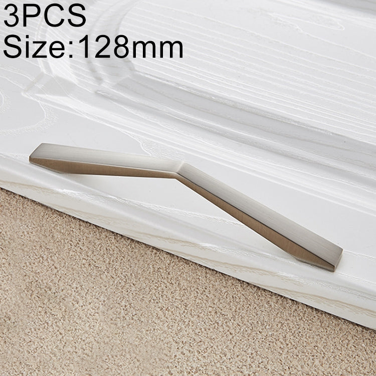 3 PCS 4068-128 Zinc Alloy Stainless Steel Nickel Wire Drawing Cabinet Wardrobe Drawer Door Handle, Hole Spacing: 128mm