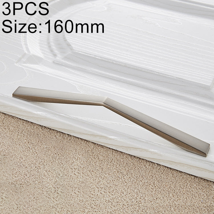 3 PCS 4068-160 White Zinc Alloy Stainless Steel Nickel Wire Drawing Cabinet Wardrobe Drawer Door Handle, Hole Spacing: 160mm