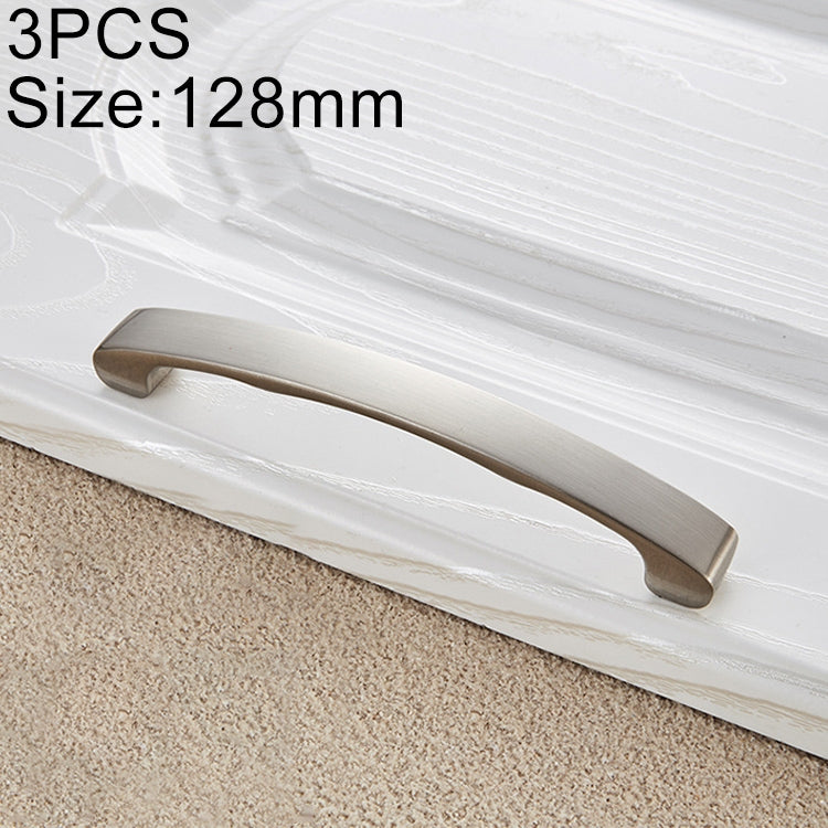 3 PCS 4076-128 Zinc Alloy Stainless Steel Nickel Wire Drawing Cabinet Wardrobe Drawer Door Handle, Hole Spacing: 128mm