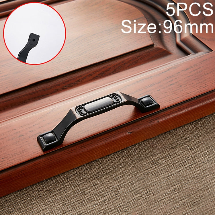 5 PCS 6201-96 Black Red Zinc Alloy Cabinet Wardrobe Drawer Door Handle, Hole Spacing: 96mm