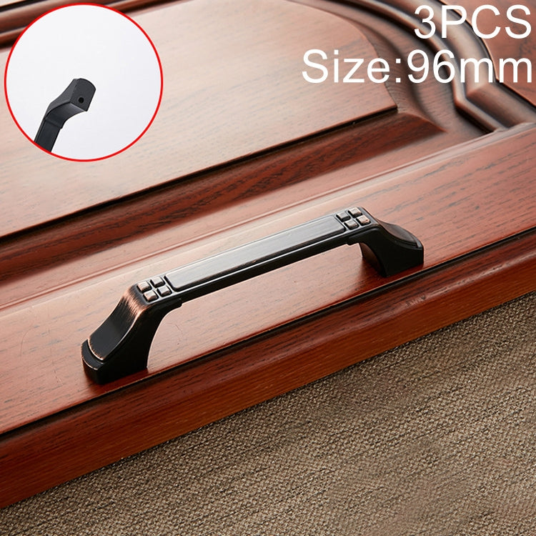3 PCS 6202-96 Black Red Zinc Alloy Cabinet Wardrobe Drawer Door Handle, Hole Spacing: 96mm