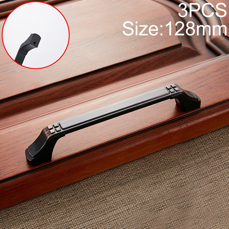 3 PCS 6202-128 Black Red Zinc Alloy Cabinet Wardrobe Drawer Door Handle, Hole Spacing: 128mm