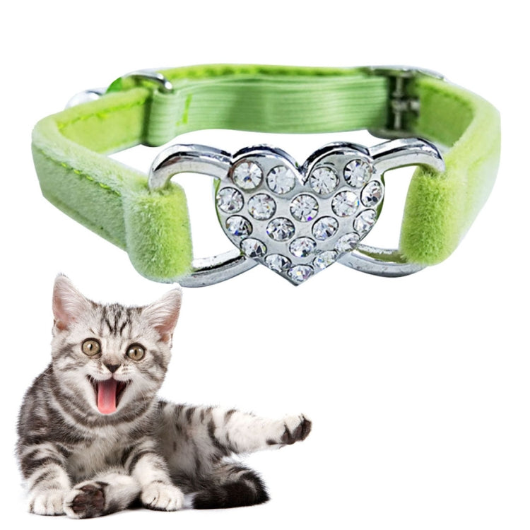 Pet Cat Heart-shaped Diamond Double Layer Plush Adjustable Collar, Size:1.0*28.0cm