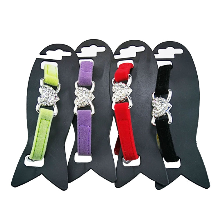 Pet Cat Heart-shaped Diamond Double Layer Plush Adjustable Collar, Size:1.0*28.0cm