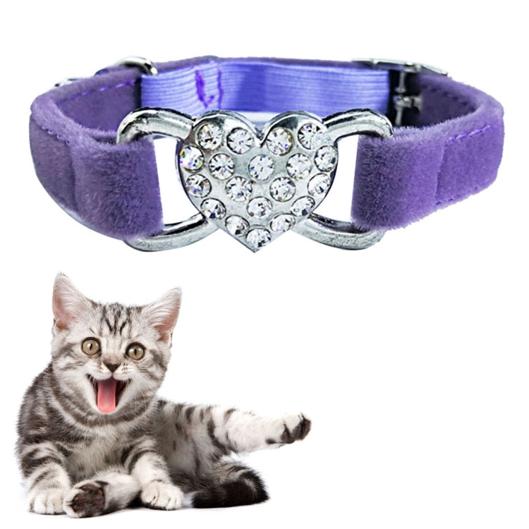 Pet Cat Heart-shaped Diamond Double Layer Plush Adjustable Collar, Size:1.0*28.0cm