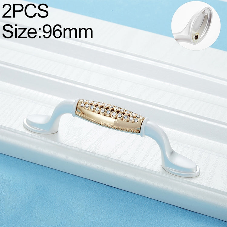 2 PCS 6554_96 Single Hole Silver Crystal Glass Diamond Drawer Cabinet Handle