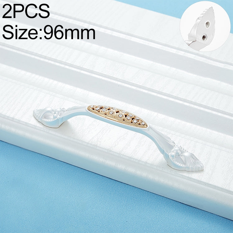 2 PCS 6557_96 Single Hole Silver Crystal Glass Diamond Drawer Cabinet Handle
