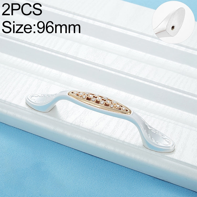 2 PCS 6559_96 Single Hole Silver Crystal Glass Diamond Drawer Cabinet Handle