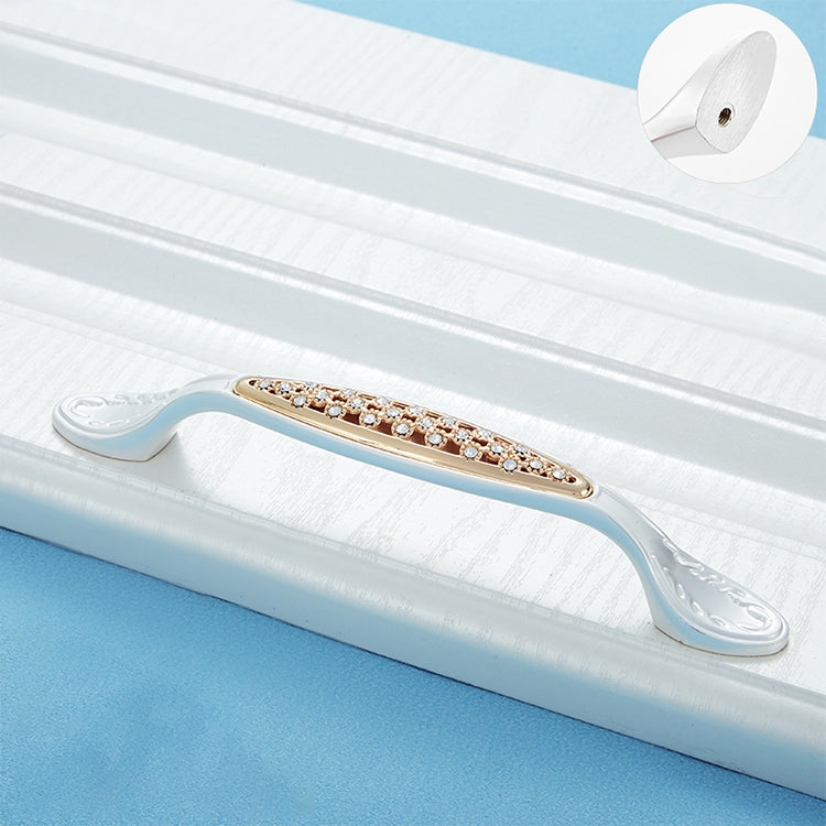 2 PCS 6559_128 Single Hole Silver Crystal Glass Diamond Drawer Cabinet Handle