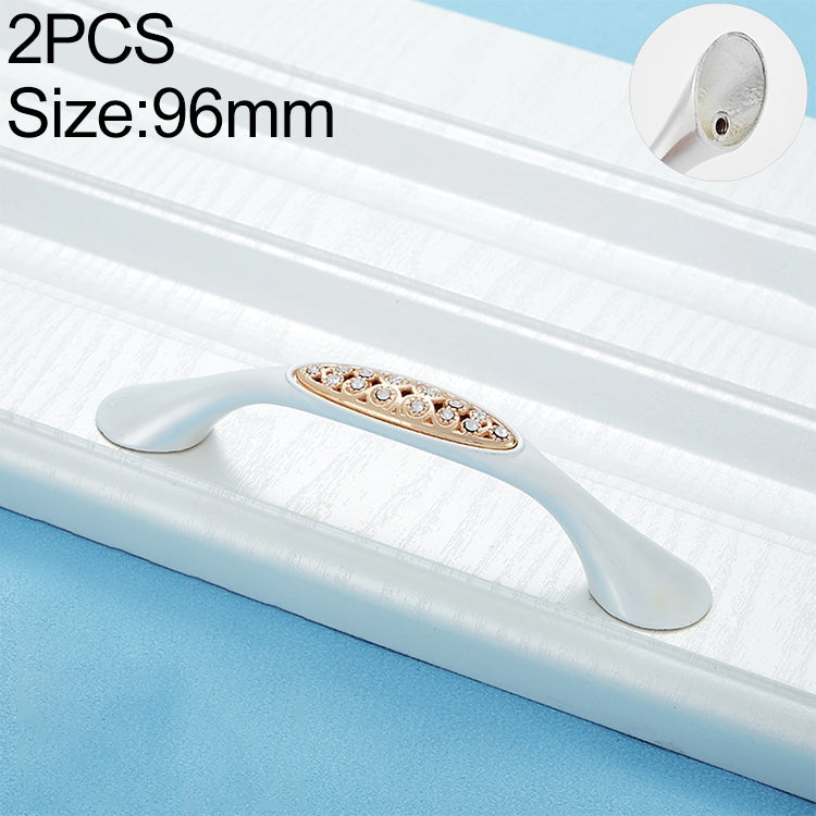 2 PCS 6564_96 Single Hole Silver Crystal Glass Diamond Drawer Cabinet Handle