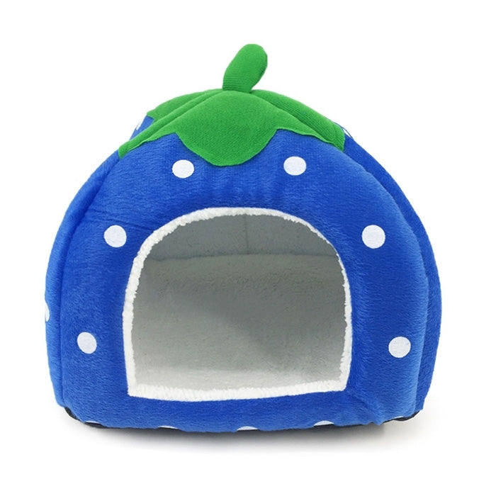 Strawberry Shaped Foldable Short Plush Pet House Nest, Size: S