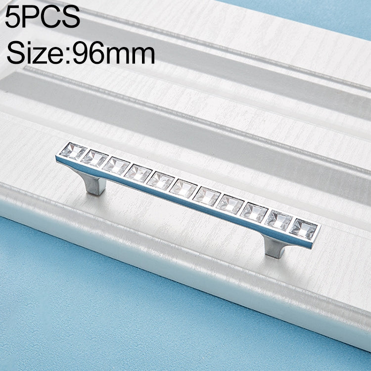 5 PCS 8087_96 Bright Chrome Crystal Glass Diamond Closet Cabinet Handle