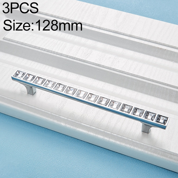 5 PCS 8087_128 Bright Chrome Crystal Glass Diamond Closet Cabinet Handle