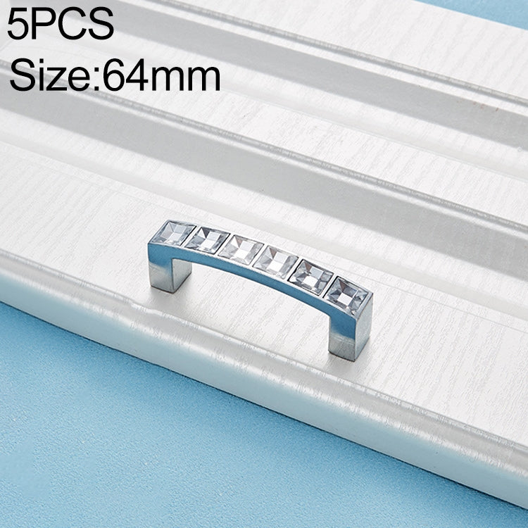 5 PCS 8088_64 Bright Chrome Crystal Glass Diamond Closet Cabinet Handle