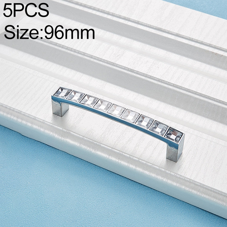 5 PCS 8088_96 Bright Chrome Crystal Glass Diamond Closet Cabinet Handle