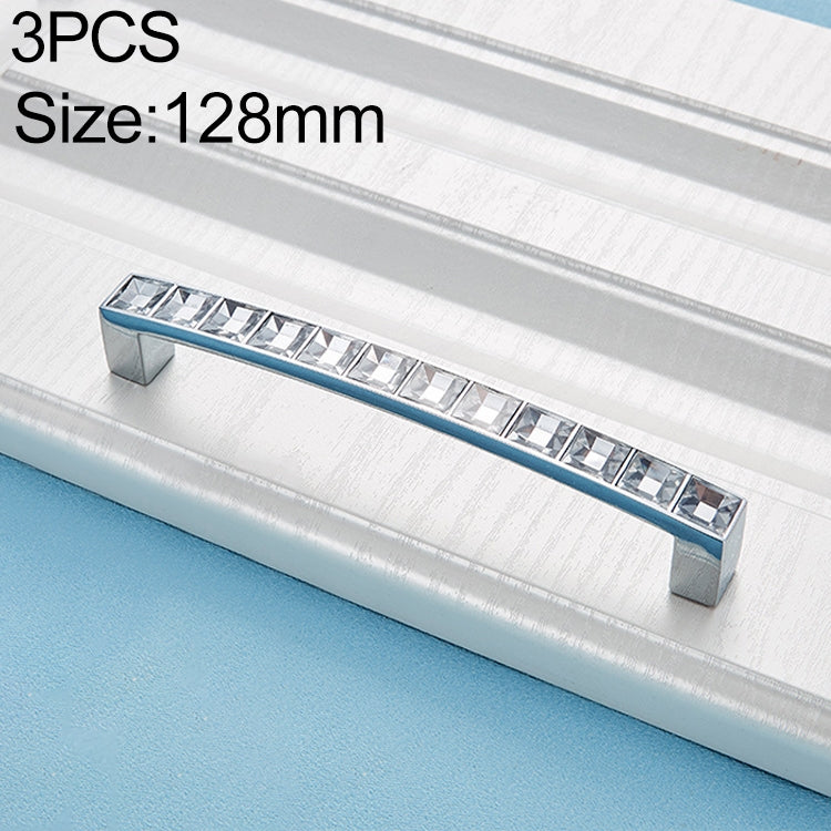 3 PCS 8088_128 Bright Chrome Crystal Glass Diamond Closet Cabinet Handle