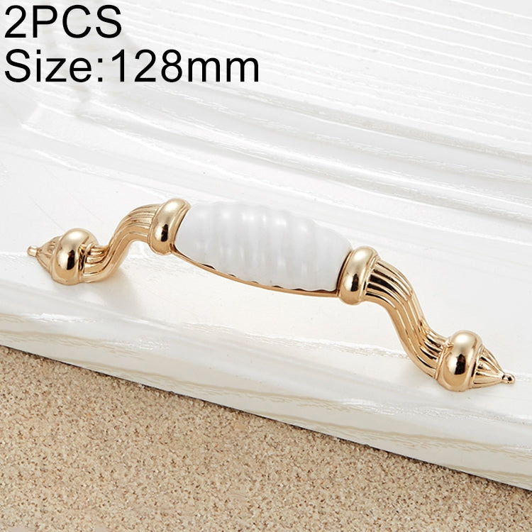 2 PCS 5003-128 Gold Imitated Zinc Alloy Ceramic Handle for Cabinet Wardrobe Drawer Door, Hole Spacing: 128mm