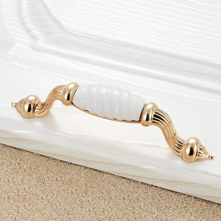 2 PCS 5003-128 Gold Imitated Zinc Alloy Ceramic Handle for Cabinet Wardrobe Drawer Door, Hole Spacing: 128mm