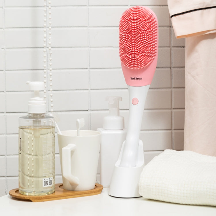 MD-008 Rechargeable Electric Waterproof Long-handled Silicone Bath Cleansing & Massage Brush