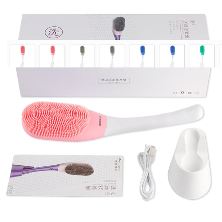 MD-008 Rechargeable Electric Waterproof Long-handled Silicone Bath Cleansing & Massage Brush